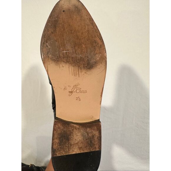 J.Crew Multi Buckle Black Leather Zip Boots/Booties, Size 7.5 - Picture 11 of 12